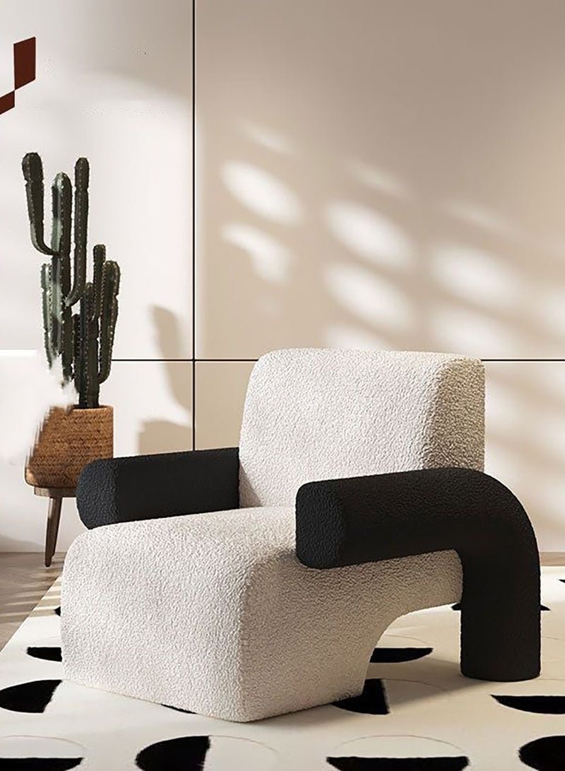 Merry Moments Two Tone Boucle Armchair Upholstered Armchair Lounge Chair Sofa Chair Dining Chair Makeup Chair for Bedroom Living Dining Retail H75xW90xL80 cm