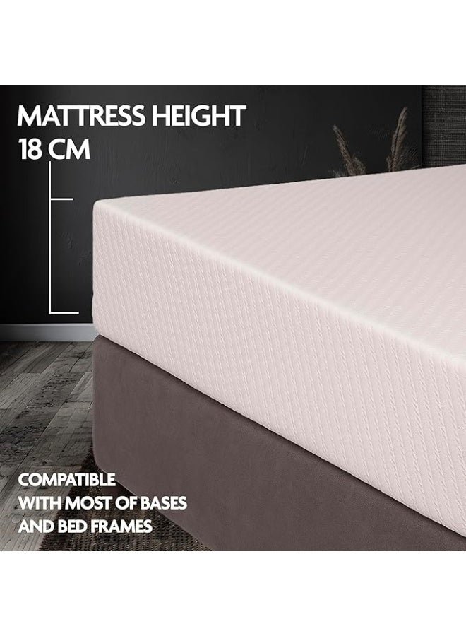 EASELIVING Gel Memory Foam Mattress | Cooling Gel Plush Mattress with Breathable Zipper Cover | High-Density Adaptive Foam Base | Tight Top Spring-Free Design (White, 90 x 190, 18, Centimeters)