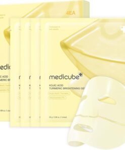 Medicube Kojic Acid Turmeric Brightening Gold Jelly Gel Mask (4EA), Overnight Face Mask with Niacinamide for Radiant Glass Skin, Firming & Hydrating Color-Changing Gel Mask for Elasticity & Even Skin Tone