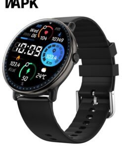WAPIK Korean Brand Smart Watch Y6，Business Smartwatch, Waterproof Fitness Watch, Bluetooth Calling, Compatible with Android and iOS, Smart Watch for men, AMOLED Display, Heart Rate Monitoring, Black