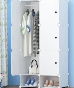 fashionhome Wardrobes Bedroom Furniture Home Resin Assembly Closet Clothes Storage Rack 75 x 47 x 129 cm
