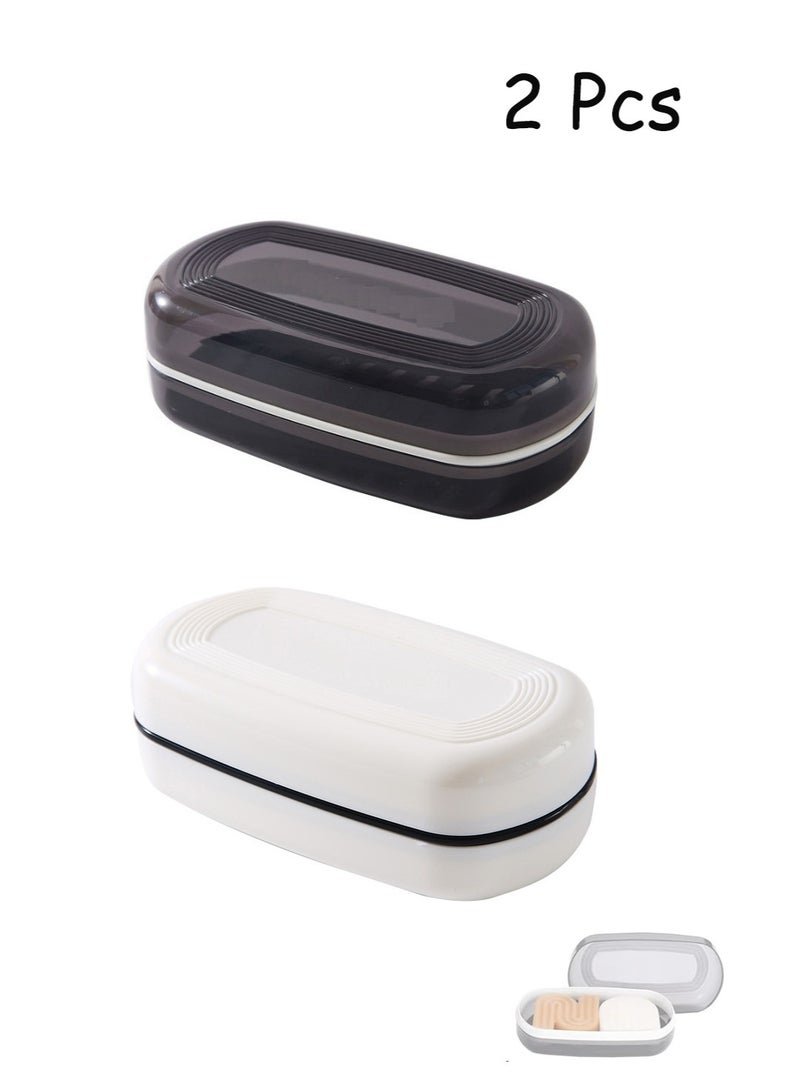 2 Pack Travel Case Shampoo bar, Shampoo Bar Holder, Travel Soap Container, Large Soap Box, Soap Dish with Draining Layer, Case for Bathroom