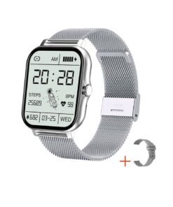 Smart Watch, Fitness Watch With Heart Rate Sleep Monitor, Amoled Display Magnetic Charging Smart Bracelet, Waterproof Comfortable Smart Wrist Watch, (1pc, Silver, Steel Mesh Strap Plus Rubber Strap)