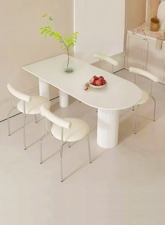 fashionhome Modern Light Luxury Stone Tabletop Italian Dining Table and Chairs Small Kitchen Dining Table Chair Set Restaurant Dining Table with 4 Nordic Style Leather Cushion Ergonomic Dinning Chairs for Home Restaurants 120x60x75 and 41x45x75 cm