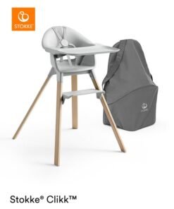 STOKKE Clikk High Chair - All In One Baby High Chair With Tray + Harnesslight, Durable And Travel Friendly, Ergonomic And Adjustable Features, Best For 6 - 36 Months Or Up To 15Kg/33Lbs, Cloud Grey