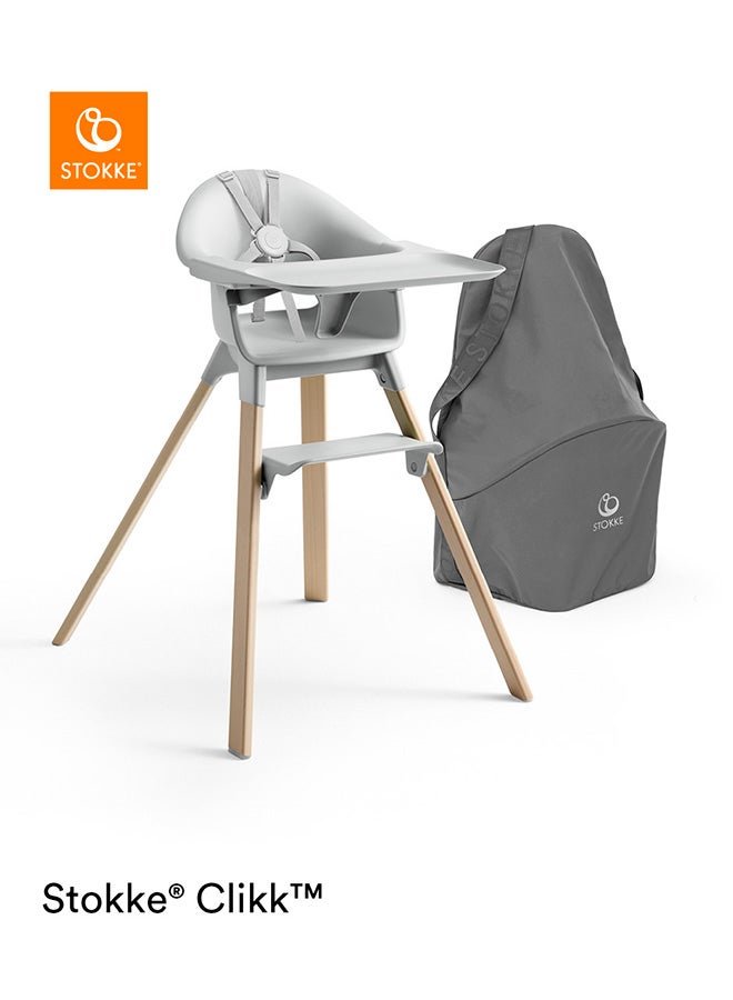 STOKKE Clikk High Chair - All In One Baby High Chair With Tray + Harnesslight, Durable And Travel Friendly, Ergonomic And Adjustable Features, Best For 6 - 36 Months Or Up To 15Kg/33Lbs, Cloud Grey