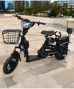 Wind Horse M1 Electric Delivery Bike 400W Motor, 48V 12Ah Battery, 55KM/H Max Speed, Dual Seat, 14 Inches Tires, Front Grocery Basket, Remote Lock Unlock System, Carbon Alloy Frame. 3-Speed Modes E-Bike - Image 3