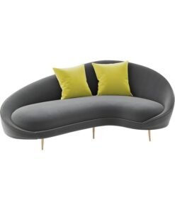 Comfynest Contemporary Velvet Solid Color Curved Slope Arm Sofa - Grey, 170.18 x 96.52 x 85.09 cm