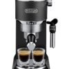 De'Longhi Dedica Pump Espresso Manual Coffee Machine | Cappuccino, Latte Macchiato With Milk Frother | Thermo Block Heating System For Accurate Temperature | Easy To Clean | 1.1 L 1450 W EC685.BK Black/Silver