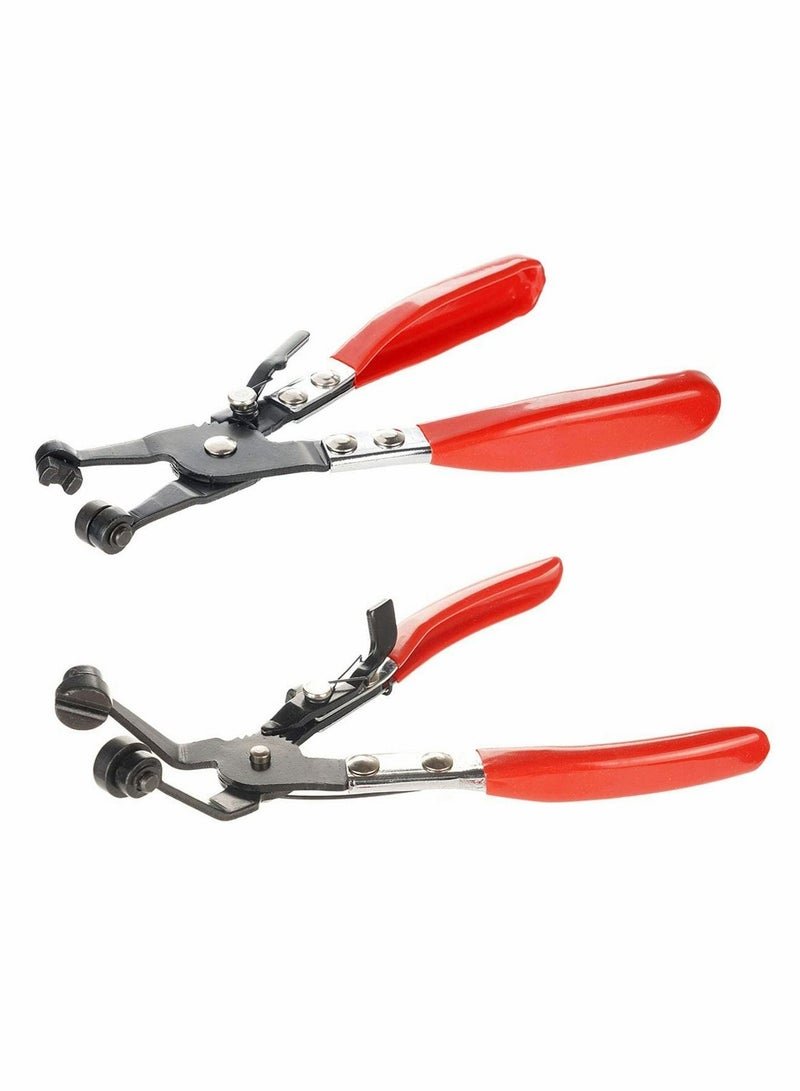 KASTWAVE Flat and Angled Flat Band Hose Clamp Pliers, Coolant Hose Clips, Works on all Flat Band Style Hose Clamps of Removal and Installation, Locking Car Water Pipe Removal Tool Fuel Coolant Clip2Pcs
