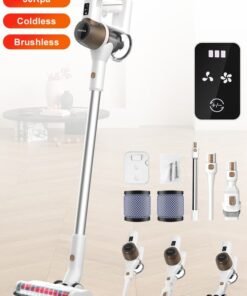 Xoopla Cordless Vacuum Cleaner – 30KPa /400W Powerful Suction Stick Vacuum with LED Touch Screen, 60 Mins Runtime, 7-Stage HEPA, Wall-Mount, Lightweight Handheld Vacuum for Home/Car/Office,Hard Floor/Carpet（With Electric Rolling Brush)