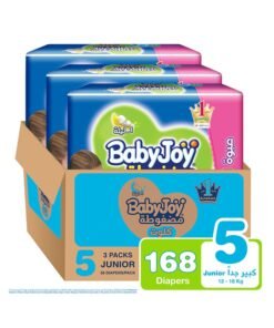 BabyJoy Compressed Culotte Pants Diaper, Size 5, Junior, 12-18 Kg, Giant Box, 168 Diapers