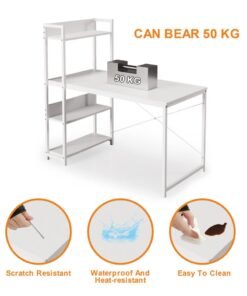 Alternative view of FAMAPY 4-layer Bookshelf Storage Study Desk Reversible Storage Layer  Office Table for home office, Computer desk for workstation