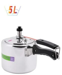 Royalford Aluminium Pressure Cooker 5L – Durable Virgin Aluminium Cooker for Rice, Stews, Vegetables & Soups, Easy Cleaning & Safe Silver 5.0Liters