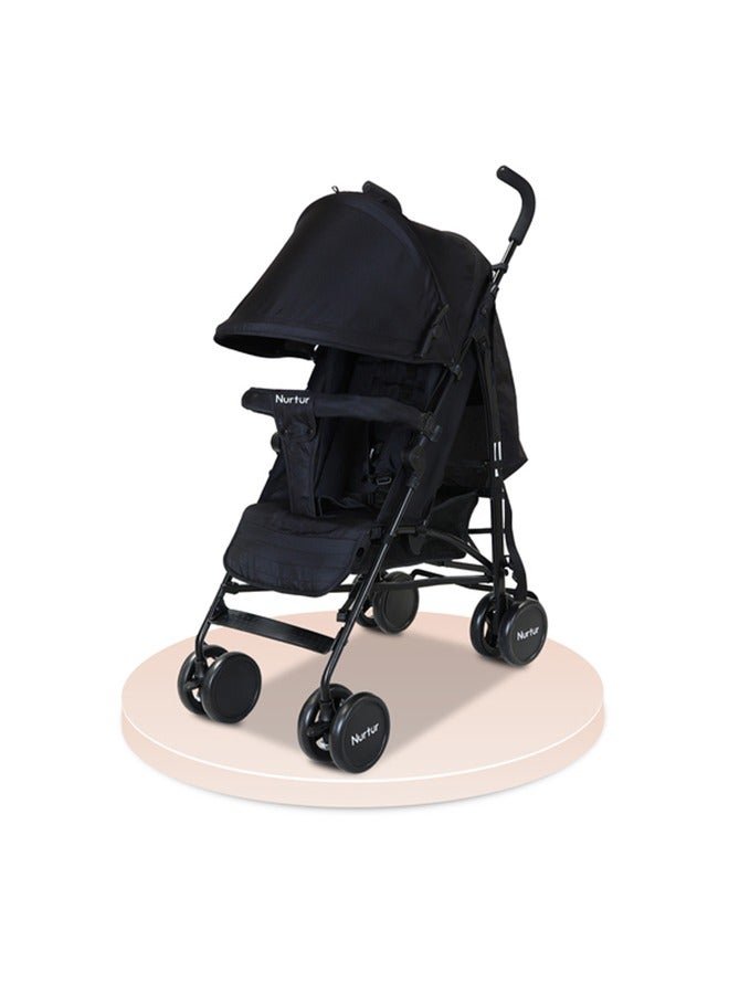 Nurtur Archer Baby/Kids Lightweight Travel Stroller 0 36 Months, Storage Basket, Detachable Bumper, 5 Point Safety Harness, Compact Design, Black