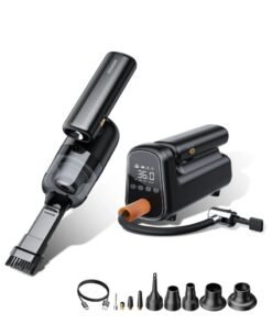 ESSAGER F19 Plus 5-in-1 Cordless Vacuum Cleaner & Air Compressor | 8000PA Suction Power, 4000mAh Power Bank, 150PSI Auto Inflation, HEAP Filter, USB-C Rechargeable | Portable Car Tyre Inflator & Handheld Cleaner for Home, Car, Office