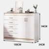Chest of Drawers, Wooden Storage Cabinet with 5 Dawers and 2 Doors for Household Items and kitchenware, Modern Drawer Storage Cabinet for Living Room Dining Room and Bedroom, DG100 (White)