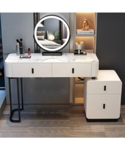 Alternative view of NKX Makeup Vanity Table Dressing Table Flip Mirror With Drawers And Chair 100 CM