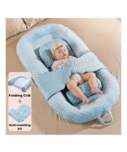 KLNAMAEAAN Snugly Fit Baby Crib Sleeping Bed Nest with Anti-Vomiting Pillow, Portable Infant Lounger and Soothing Sleep Mat