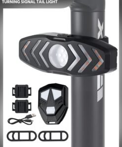WEST BIKING Waterproof LED Tail Lights For Bicycles with Remote Control, USB Rechargeable Bicycle Tail light, Turn Signal, Night Riding Warning Light