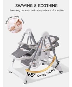 AL-WAHA AL-ZHABIA Baby High Chair | 5-Level Adjustable Foldable High Chair with Wheels & Double Trays | 4-Position Reclining Seat & 3-Stage Footrest | Safe Feeding Chair for Infants 6M-3 Years - Image 3