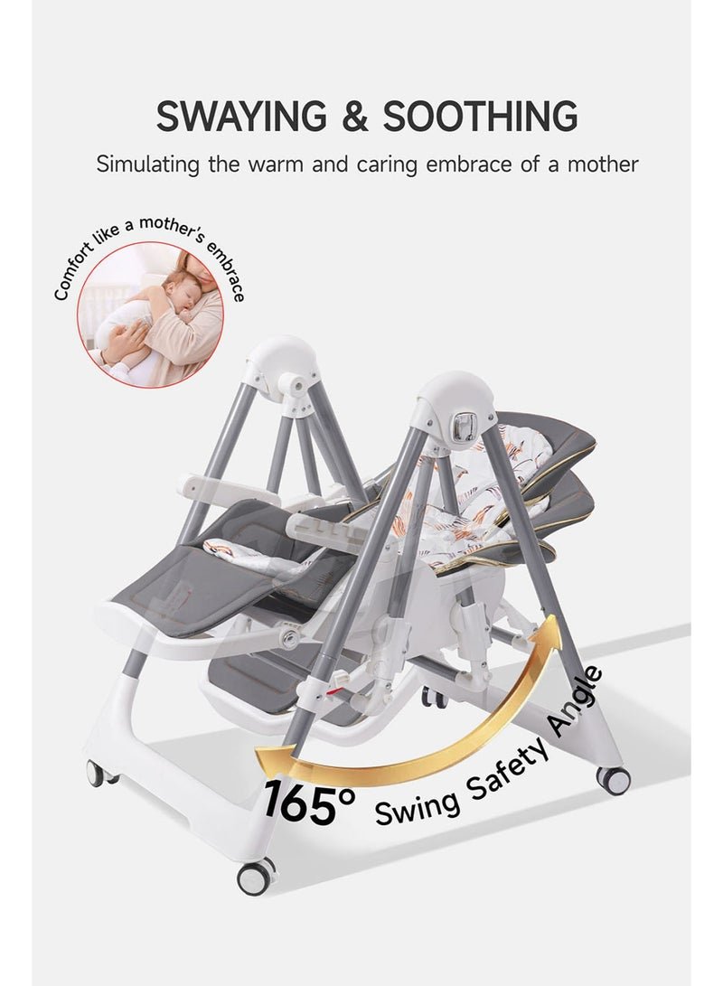 AL-WAHA AL-ZHABIA Baby High Chair | 5-Level Adjustable Foldable High Chair with Wheels & Double Trays | 4-Position Reclining Seat & 3-Stage Footrest | Safe Feeding Chair for Infants 6M-3 Years - Image 3