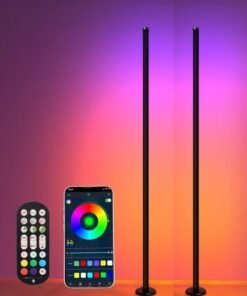 Serenova 2Pcs - Gaming Lights RGB Light - LED Corner Lamp for Living Room, 10W Color Changing Floor Lamp with APP & Remote Control, Music Sync, Dimmable Timer for Bedroom & Gaming Room