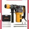 AOTUO 1600W 1-1/4" SDS-Plus 13 Heavy Duty Hammer Drill with Safety Clutch 2 Functions and Variable Speed, Includes Chisel and Drill Bits, Dual Mode Operation, Anti-Vibration and Noise Reduction, Safety Clutch, Concrete and Tile Removal Tool