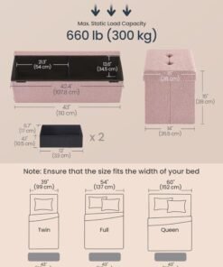 Alternative view of SONGMICS HOME Storage Ottoman Bench, Storage Chest, 38 × 109 × 38 cm, Foot Rest Stool, End of Bed Bench, Load up to 299.4 kg, for Living Room, Bedroom, Entryway, Jelly Pink MDF