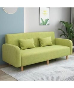 Comfynest Seats 3 Modern Small Solid Wood Frame Foam Filled Sofa With Square Arm - Flannel 150 X 65 X 75 Cm Apple Green