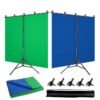 XiuWoo Green Screen Background with Stand Kit 1.5x2 m for Zoom, 2-in-1 Reversible Blue Screen and Green Screen with Portable T-Shaped Background Support Stand, 5x Background Clips