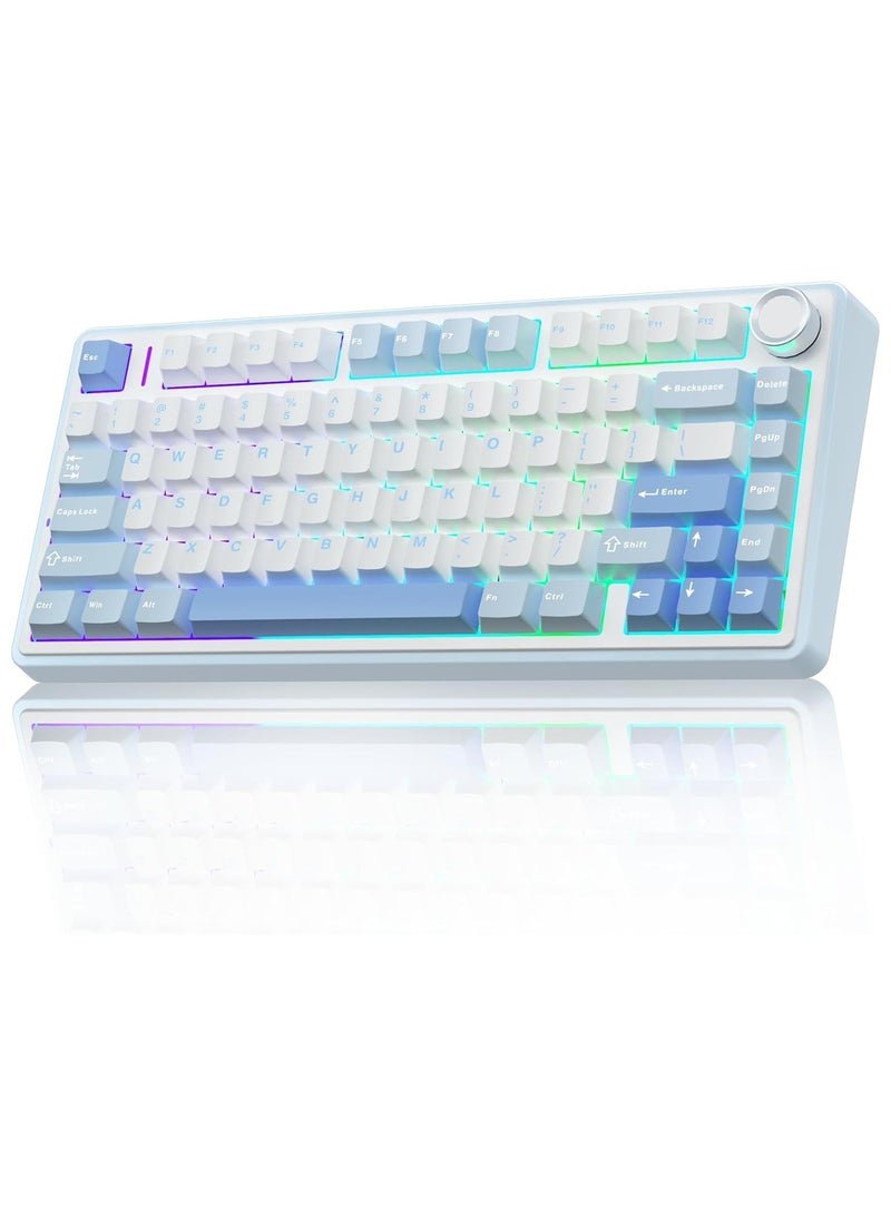 AULA F75 75% Wireless Mechanical Keyboard,Gasket Hot Swappable Custom Keyboard,Pre-lubed Graywood V3 Switches RGB Backlit Gaming Keyboard,2.4GHz/Type-C/BT5.0 Mechanical Keyboard