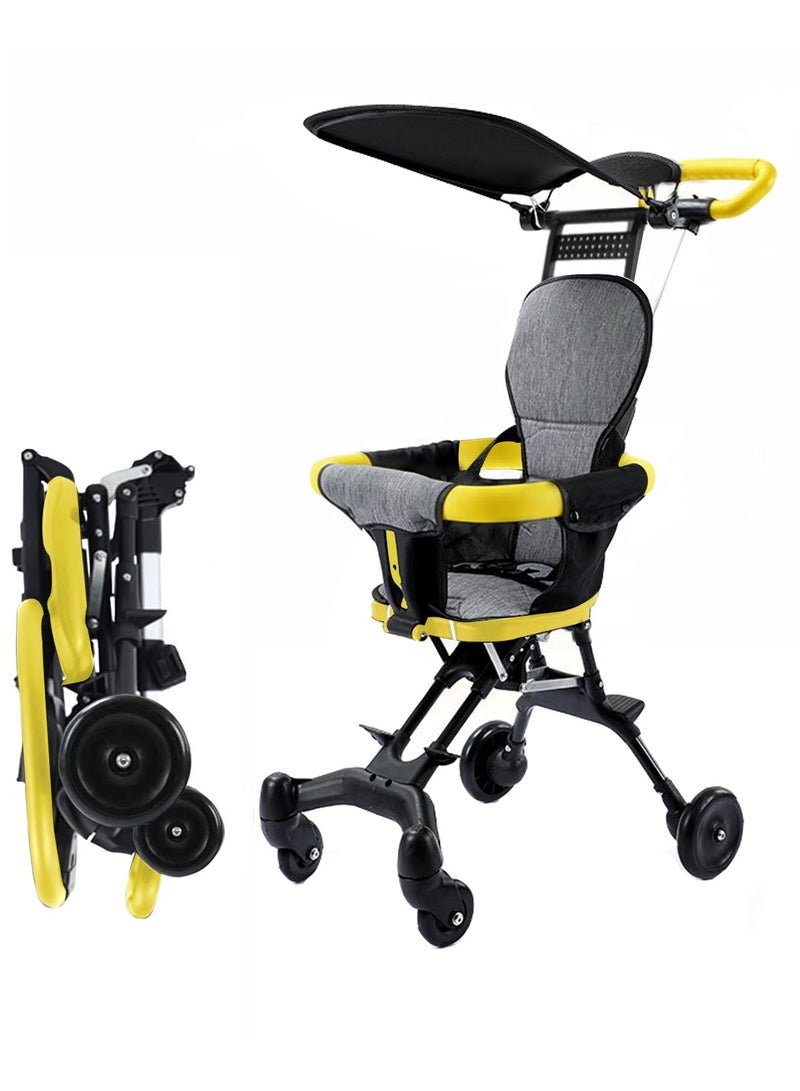 WALALLA Convenience Lightweight Portable Foldable Toddler Stroller, Baby Stroller, Airplane Stroller, Travel Stroller with 360°-wheel, Sunshine Canopy, Pad, Two Way Push