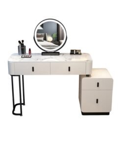 NKX Makeup Vanity Table Dressing Table Flip Mirror With Drawers And Chair 100 CM - Image 4