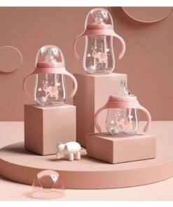 DIOTTI Baby bottles Drinking Cup,Sippy Cups for 6+ Months Baby, Baby Cup 300ml Weighted Straw& Easy-Grip Handles Multifunctional Drinking Milk Drinking Water Dual-use Bottle BPA Free (Pink)