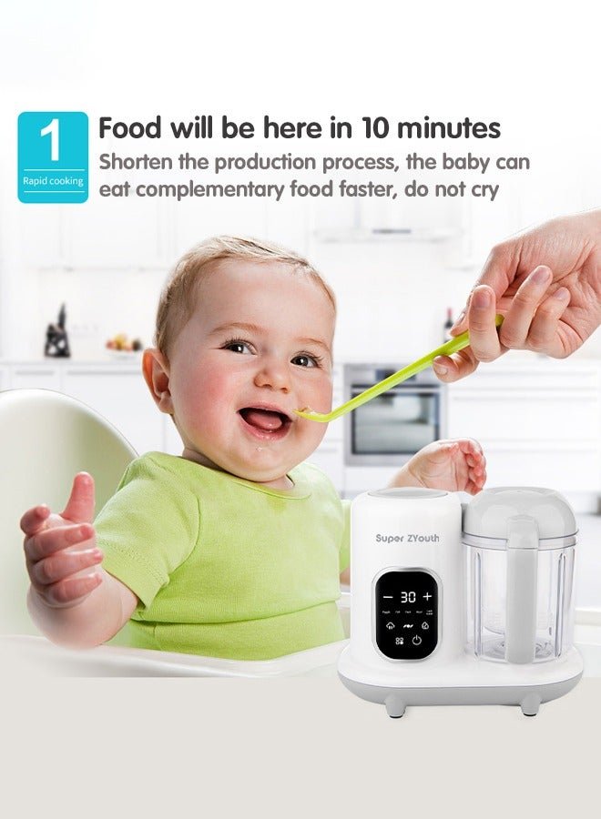 Super ZYouth 4 in 1 Baby Food Processor, Baby Food Maker with Smart Control, Multifunctional Steaming Blender with Steam Pot, Auto Cooking and Grinding, Warming Milks, BPA Free - Image 3