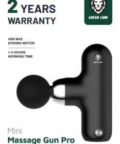 GREEN LION Deep Tissue Mini Massage Gun Handle Pro Rechargeable with 4 Speeds Massage / Quiet Portable Electric Handheld Body Massager for Back Neck Pain Relief- Black