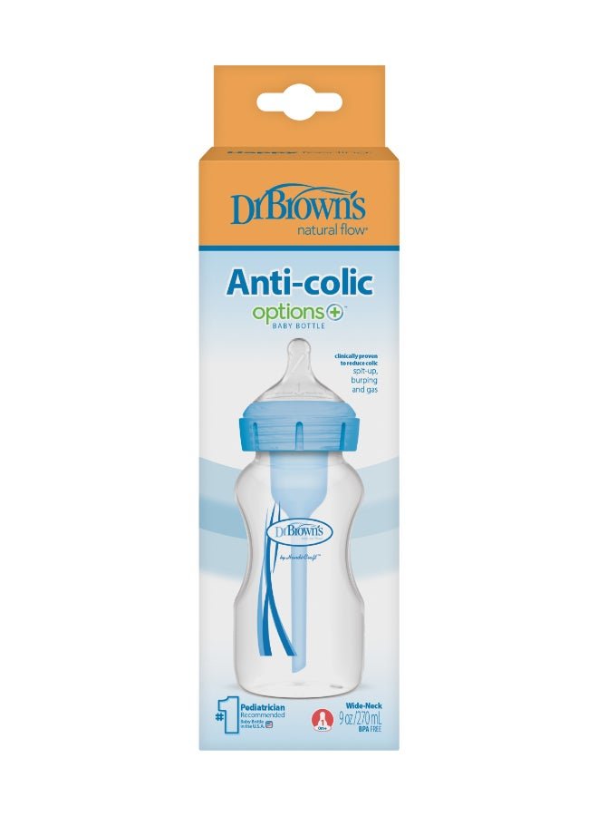 Dr. Brown’s 9 Oz/270 Ml Pp W-N Anti-Colic Options+ Bottle, Blue, 1-Pack - Packaging may vary