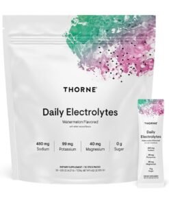 Thorne Daily Electrolytes Watermelon Flavored With Other Natural Flavors, 480 mg Sodium | 99 mg Potassium | 40 mg Magnesium | 0 g Sugar, DIETARY SUPPLEMENT / 30 STICK PACKS, 30 - 0.15 OZ (4.37 G) / TOTAL NET WT 4.62 OZ (131.1 G)