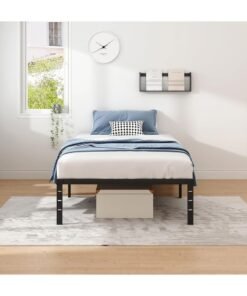 Alternative view of XiuWoo Platform Twin Size Bed Frame 190.5*96cm Metal Bed Frame with Storage Single Bed Frame No Box Spring Needed Heavy Duty Steel Slat and Anti-Slip Support Easy Quick Lock Assembly Black