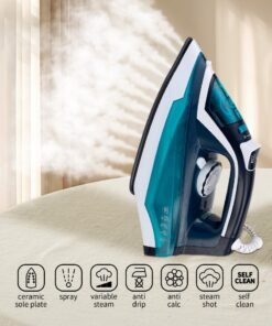 DUNELIFE Steam Lron With Non-Stick Soleplate/Self Clean Function 2200 W Blue/White