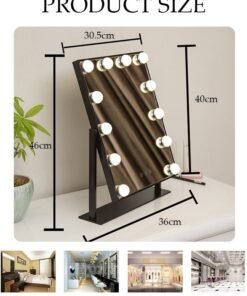 DUNISO Smart Touch Control Electric Tabletop Makeup Mirror，Hollywood makeup mirror，Vanity Mirror with 12 Dimmable Bulbs LED Lights, Three Color Lighting Modes, 360°Rotation - Image 4