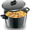 Hawkins Futura 5 Litre Cook n Serve Bowl Hard Anodised Cooking Pot / Casserole with Lid for Cooking and Serving, 4.06 mm Thick Base, (ACB50), Black