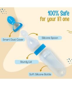 Luvlap Feeding Spoon with Squeezy Food Grade Silicone Feeder Bottle, for Infant Baby, 90ml, BPA Free