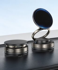 infino Vacuum Magnetic Car Phone Mount - 360° Rotating Foldable Dashboard Suction Cup Holder with N54 Strong Magnet, Universal Compatibility for Smartphones (Black)