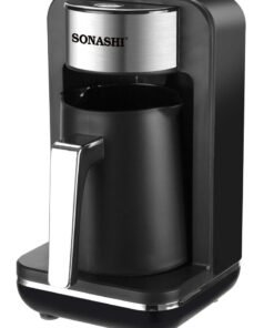 SONASHI Turkish Coffee Maker - Ideal Brewing at Low Heat | Double-Sided Coffee Pot - 250ML Capacity | Overheat and Boil Dry Protection | Spoon for Ideal Measurement of Coffee 400 ml 500 W STCM-4974 Black/Silver