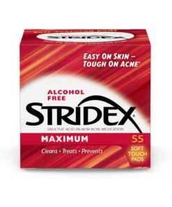 Stridex Medicated Acne Pads, Maximum, 55 Count – Facial Cleansing Wipes, Alcohol Free, Acne Treatment for Face, For Moderate Acne, Smooth Application