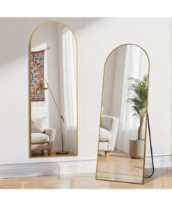 SKY-TOUCH Arched Full Length Mirror 160x40cm, Floor Mirrors Free-Standing Leaning Large Bedroom Dressing Mirror, Wall-Mounted Mirror for Living Room,Bedroom, Gold