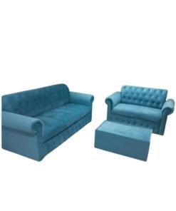 Maharat Al Bahar 5– Seater sofa set With Table - 2+3- light Blue 190x80x80