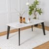DANUBE HOME Almanza 8 Seater Dining Table Kitchen Table With Solid Wooden Legs For Kitchen Dining Room Living Room- Marble / Dark brown